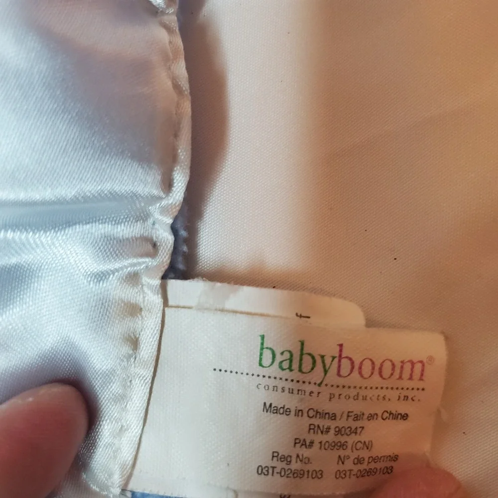 Baby Boom‎ Blue Lovey Security Blanket White Angel Bear Satin Cross Trim